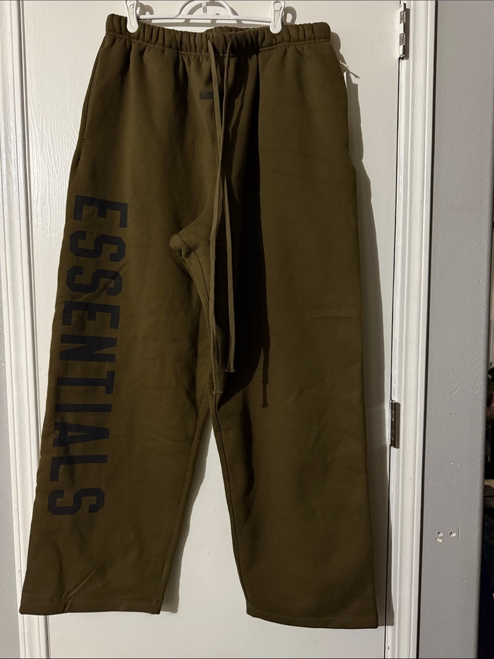 Fear of God ESSENTIALS Olive Sweatpants with Bold Logo Mens oversized